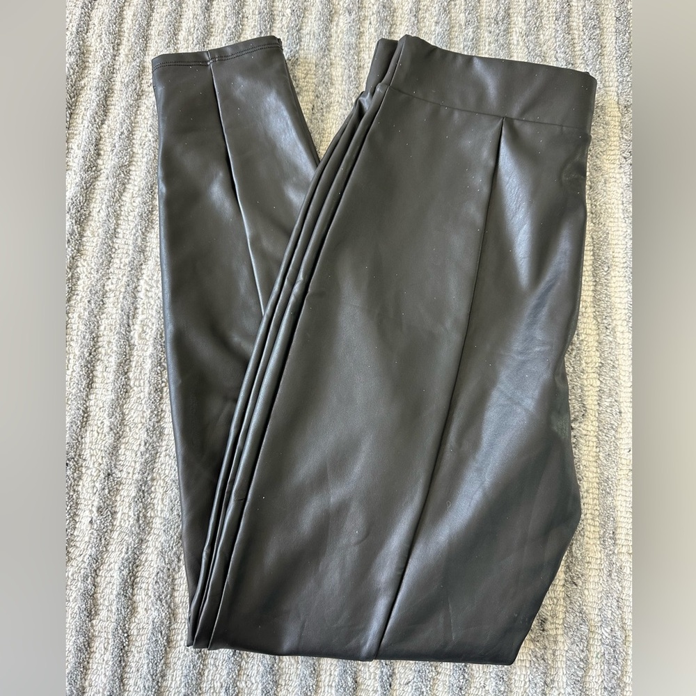 Express black faux, leather, super high-rise legging size medium